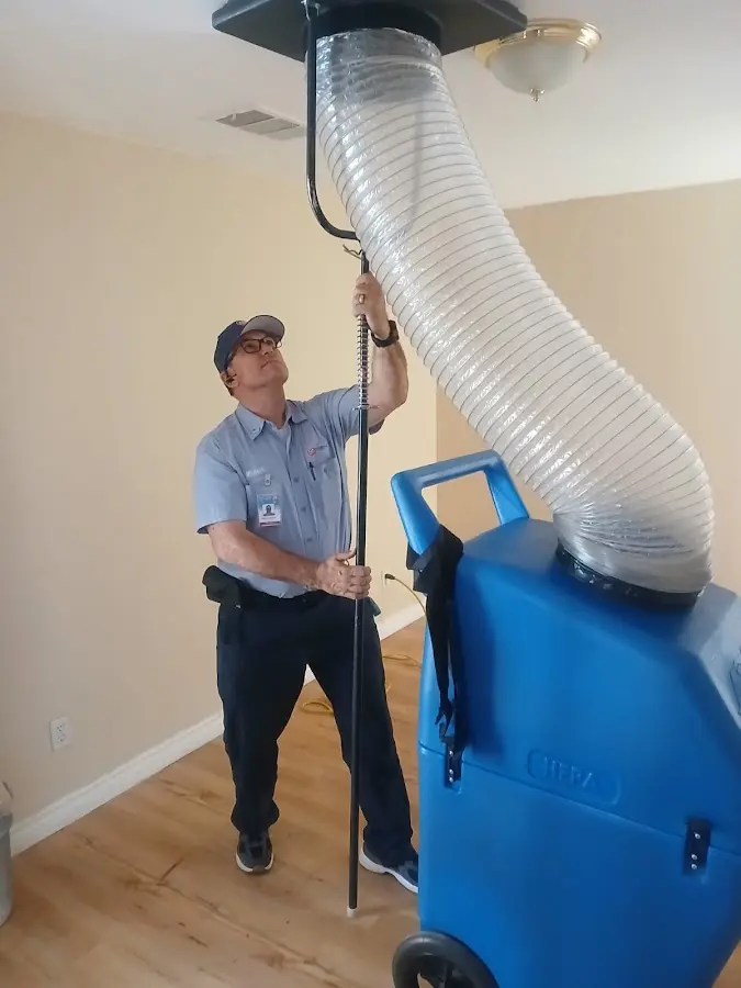 Mini Split Installation technician using HEPA equipment in West New York